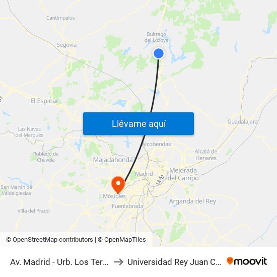 Av. Madrid - Urb. Los Terreros to Universidad Rey Juan Carlos map