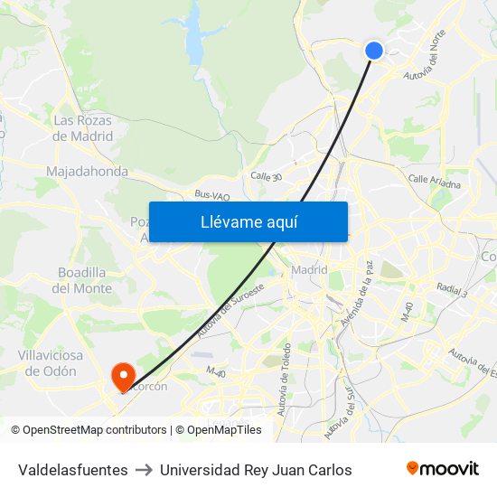 Valdelasfuentes to Universidad Rey Juan Carlos map