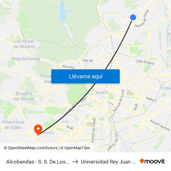 Alcobendas - S. S. De Los Reyes to Universidad Rey Juan Carlos map