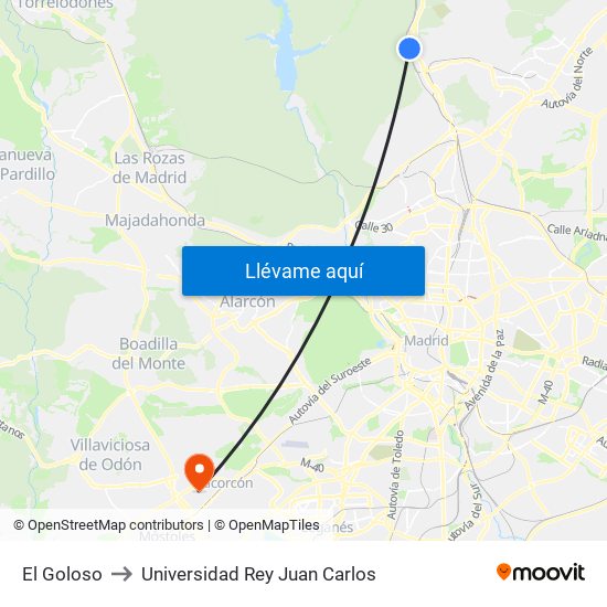 El Goloso to Universidad Rey Juan Carlos map
