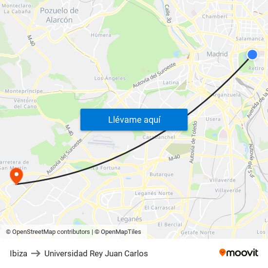 Ibiza to Universidad Rey Juan Carlos map