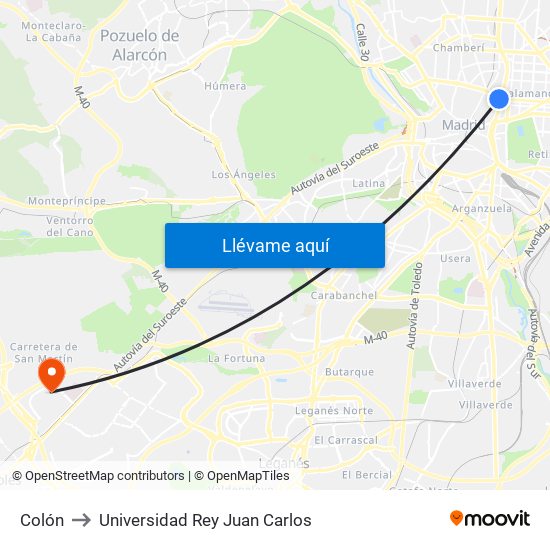 Colón to Universidad Rey Juan Carlos map