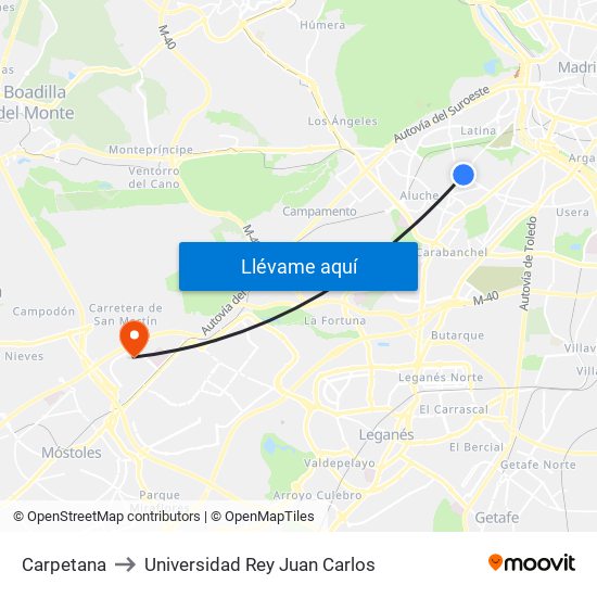 Carpetana to Universidad Rey Juan Carlos map