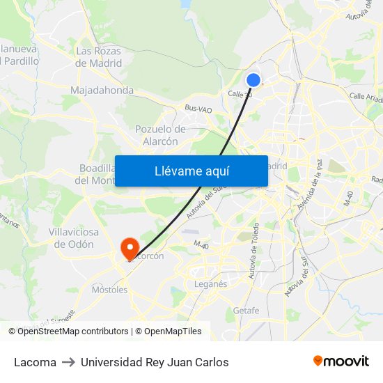 Lacoma to Universidad Rey Juan Carlos map