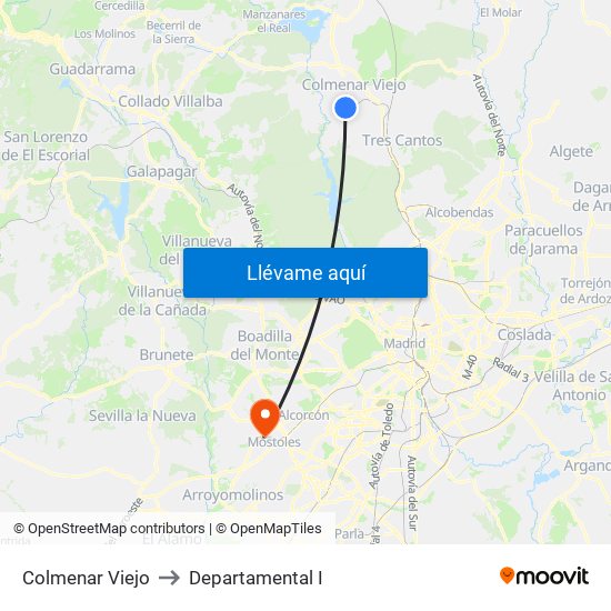 Colmenar Viejo to Departamental I map