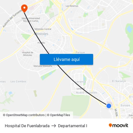 Hospital De Fuenlabrada to Departamental I map
