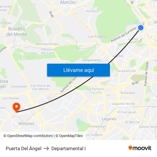 Puerta Del Ángel to Departamental I map