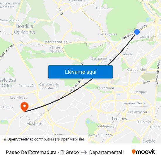 Paseo De Extremadura - El Greco to Departamental I map