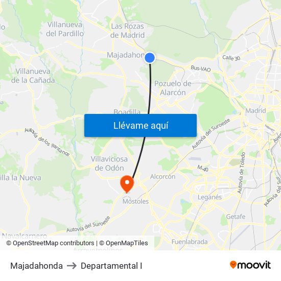 Majadahonda to Departamental I map