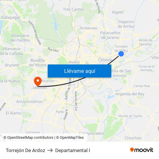Torrejón De Ardoz to Departamental I map