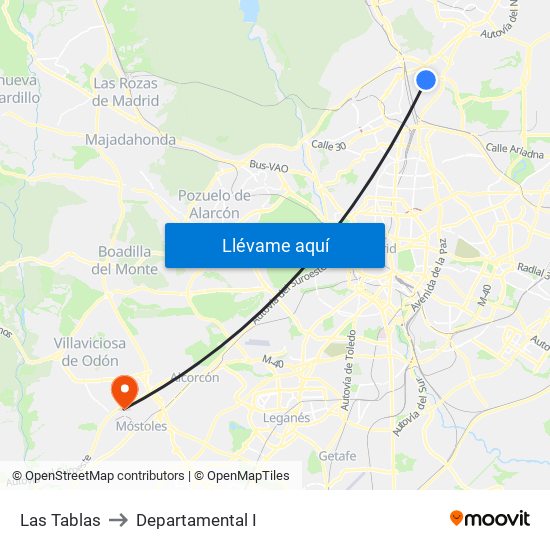 Las Tablas to Departamental I map