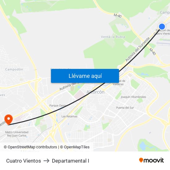 Cuatro Vientos to Departamental I map