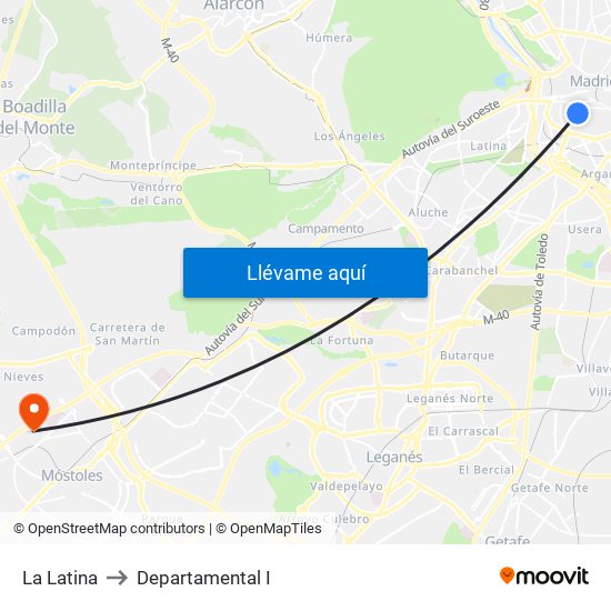 La Latina to Departamental I map