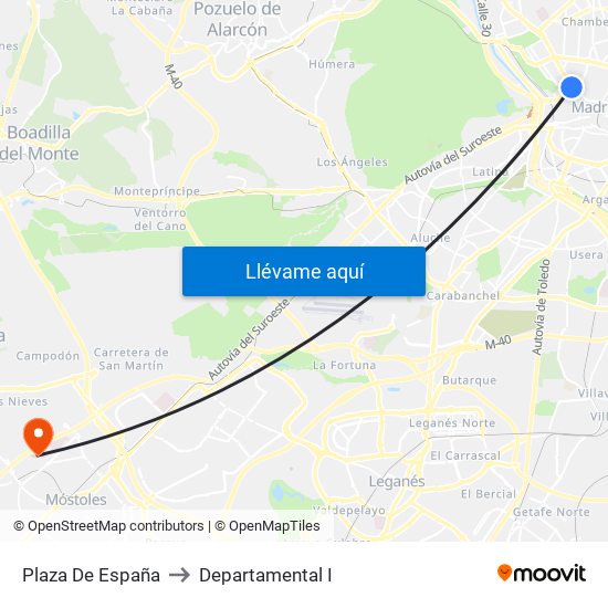 Plaza De España to Departamental I map