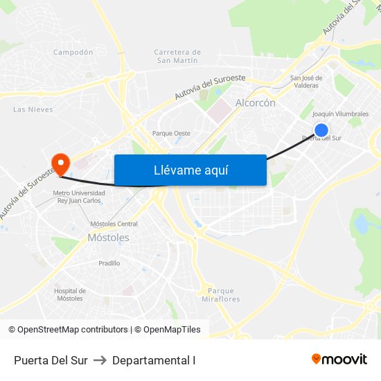 Puerta Del Sur to Departamental I map
