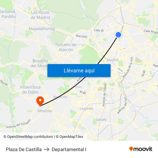 Plaza De Castilla to Departamental I map