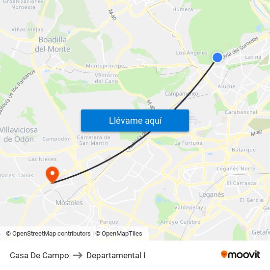 Casa De Campo to Departamental I map