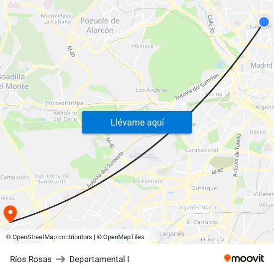 Ríos Rosas to Departamental I map