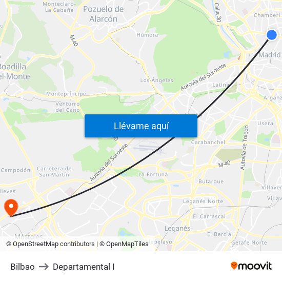 Bilbao to Departamental I map