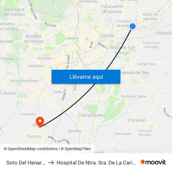 Soto Del Henares to Hospital De Ntra. Sra. De La Caridad map