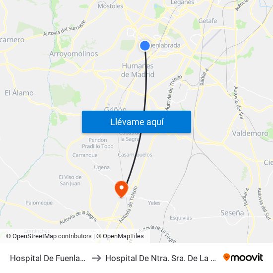 Hospital De Fuenlabrada to Hospital De Ntra. Sra. De La Caridad map