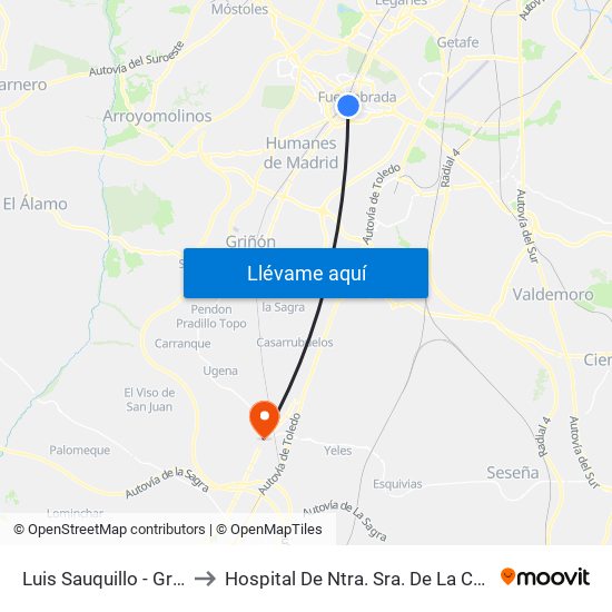 Luis Sauquillo - Grecia to Hospital De Ntra. Sra. De La Caridad map