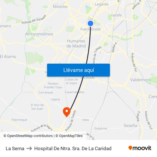 La Serna to Hospital De Ntra. Sra. De La Caridad map