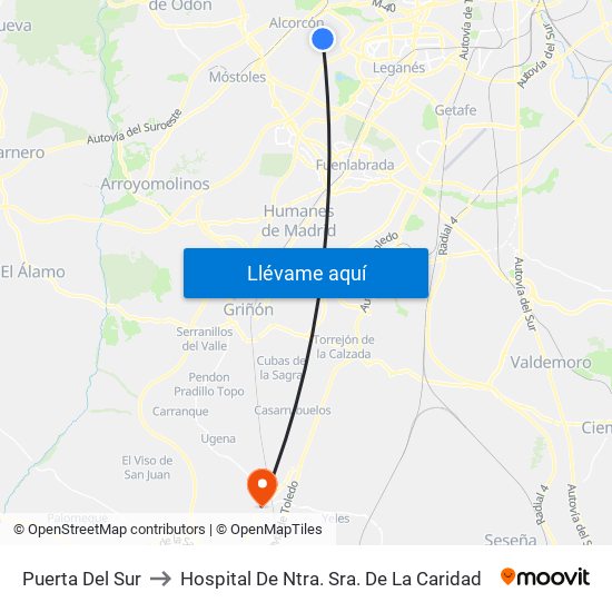 Puerta Del Sur to Hospital De Ntra. Sra. De La Caridad map