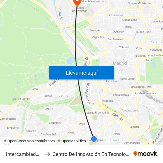 Intercambiador De Plaza Elíptica to Centro De Innovación En Tecnología Para El Desarrollo Humano Itdupm map