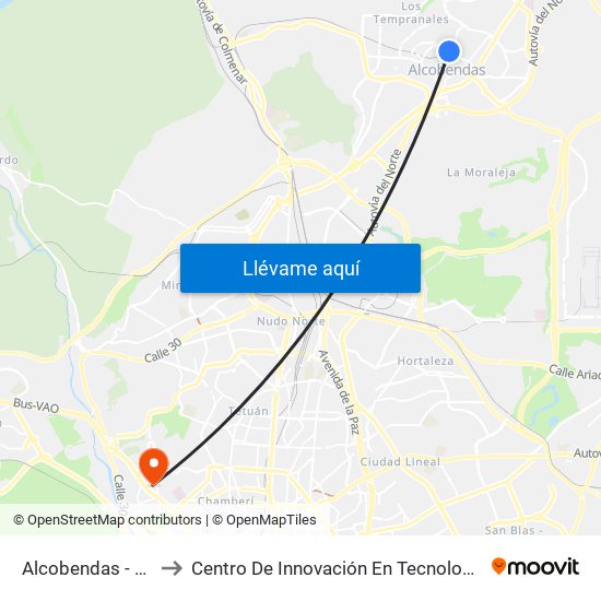 Alcobendas - S. S. De Los Reyes to Centro De Innovación En Tecnología Para El Desarrollo Humano Itdupm map