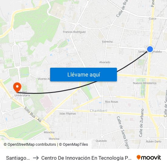 Santiago Bernabéu to Centro De Innovación En Tecnología Para El Desarrollo Humano Itdupm map