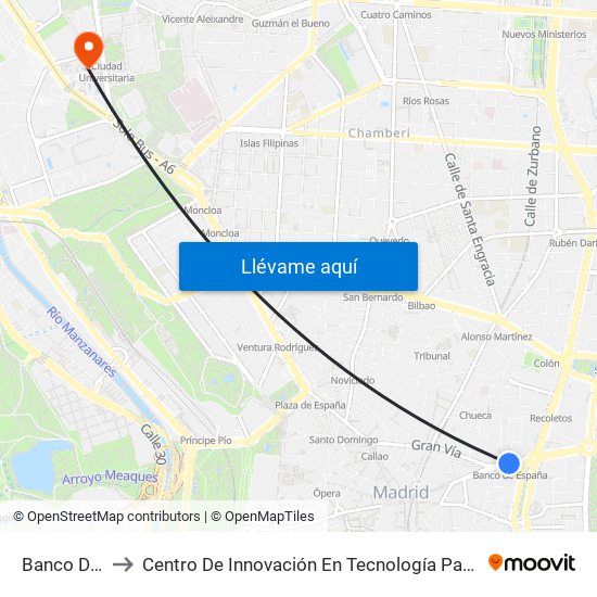 Banco De España to Centro De Innovación En Tecnología Para El Desarrollo Humano Itdupm map