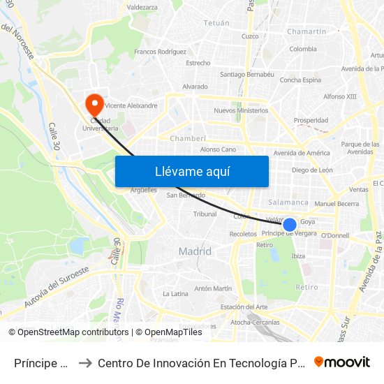 Príncipe De Vergara to Centro De Innovación En Tecnología Para El Desarrollo Humano Itdupm map