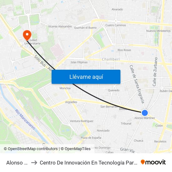 Alonso Martínez to Centro De Innovación En Tecnología Para El Desarrollo Humano Itdupm map
