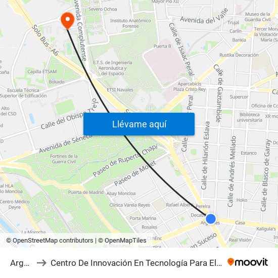 Argüelles to Centro De Innovación En Tecnología Para El Desarrollo Humano Itdupm map