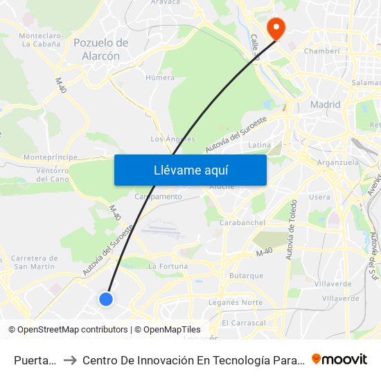 Puerta Del Sur to Centro De Innovación En Tecnología Para El Desarrollo Humano Itdupm map