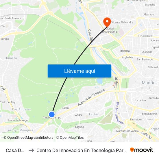 Casa De Campo to Centro De Innovación En Tecnología Para El Desarrollo Humano Itdupm map