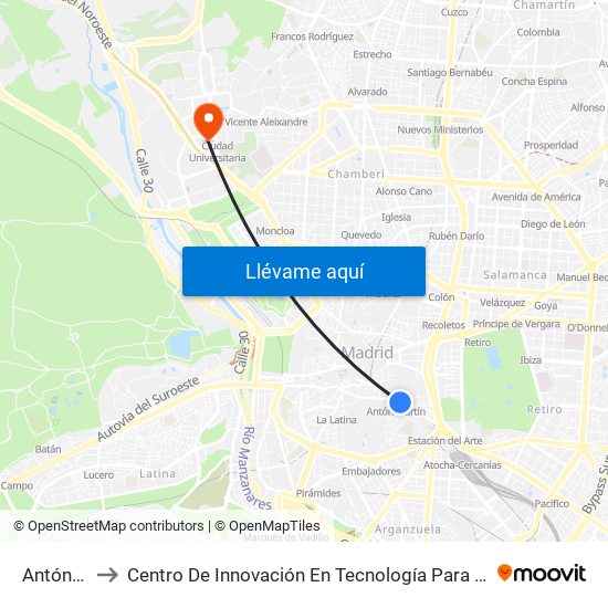 Antón Martín to Centro De Innovación En Tecnología Para El Desarrollo Humano Itdupm map
