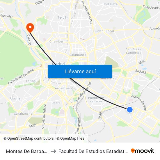 Montes De Barbanza to Facultad De Estudios Estadísticos map