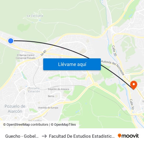 Guecho - Gobelas to Facultad De Estudios Estadísticos map