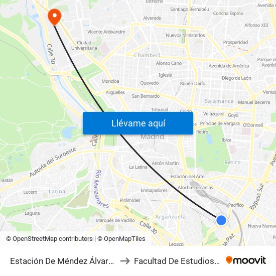 Estación De Méndez Álvaro - Estación Sur to Facultad De Estudios Estadísticos map
