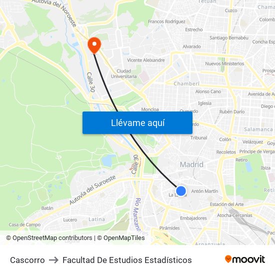 Cascorro to Facultad De Estudios Estadísticos map