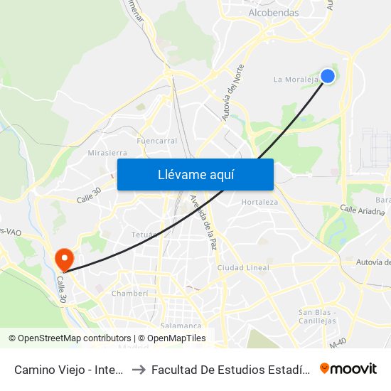 Camino Viejo - Intergolf to Facultad De Estudios Estadísticos map