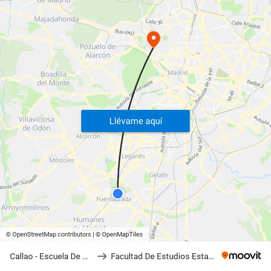 Callao - Escuela De Música to Facultad De Estudios Estadísticos map