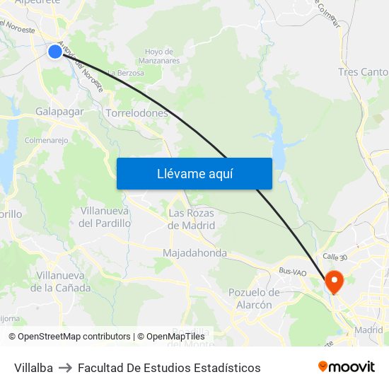 Villalba to Facultad De Estudios Estadísticos map