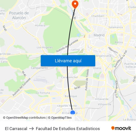 El Carrascal to Facultad De Estudios Estadísticos map