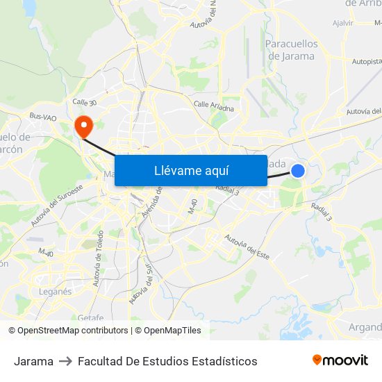 Jarama to Facultad De Estudios Estadísticos map