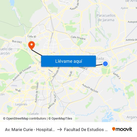 Av. Marie Curie - Hospital Del Henares to Facultad De Estudios Estadísticos map