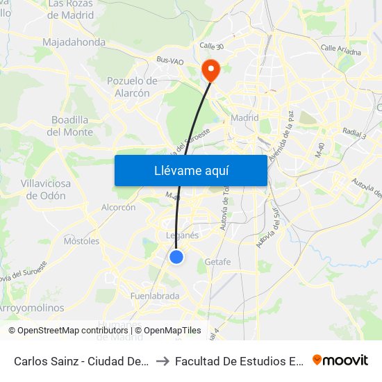 Carlos Sainz - Ciudad Del Automóvil to Facultad De Estudios Estadísticos map