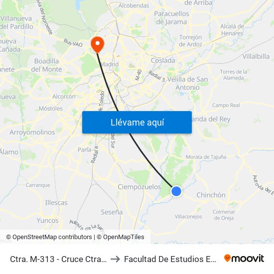 Ctra. M-313 - Cruce Ctra. Chinchón to Facultad De Estudios Estadísticos map